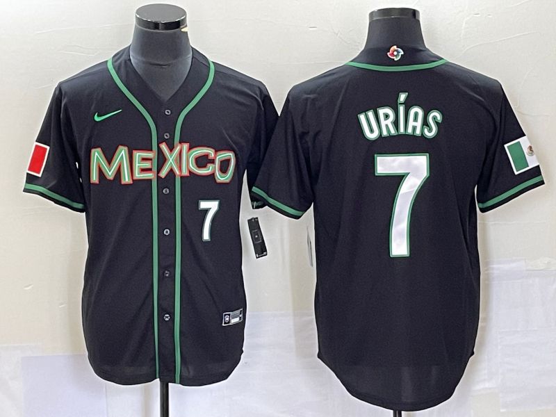Men 2023 World Cub Mexico #7 Urias Black white Nike MLB Jersey20